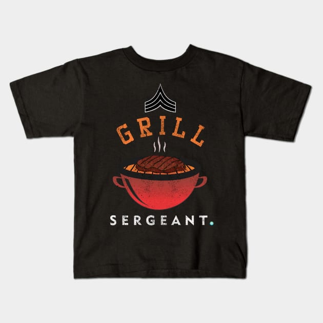 Grill Sergeant - Barbecue BBQ Grilling Meat Kids T-Shirt by woormle